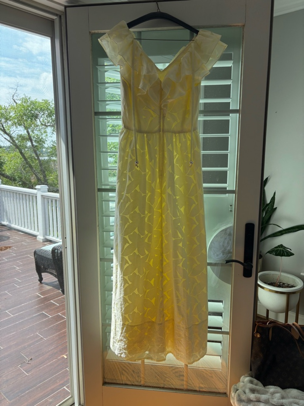 Lilly Pulitzer Yellow Ruffle V-Neck Midi Dress